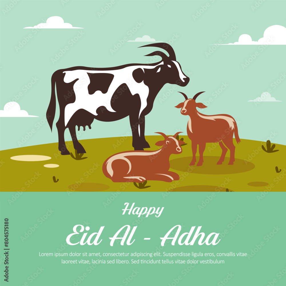 Flat illustration for islamic eid al-adha celebration Flat illustration for islamic eid al-adha celebration