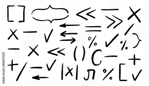 Set of math elements design for use in your project. Doodle decoration elements. Vector illustration.