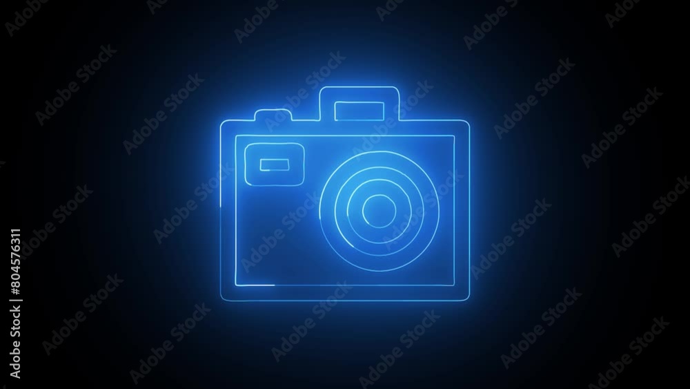 Photo camera glowing neon icon. Glowing sign logo vector Photo camera glowing neon icon. Glowing sign logo vector