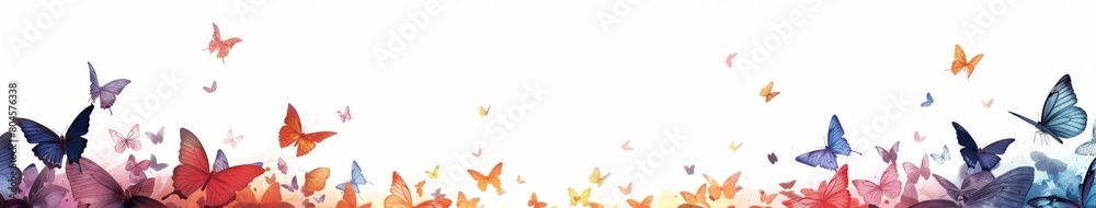 Group of Colorful Butterflies Flying Through the Air