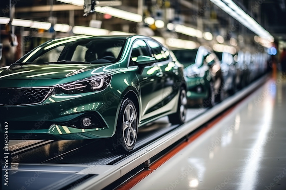 Production line of the car factory. Modern automotive industry. Selective focus Production line of the car factory. Modern automotive industry. Selective focus