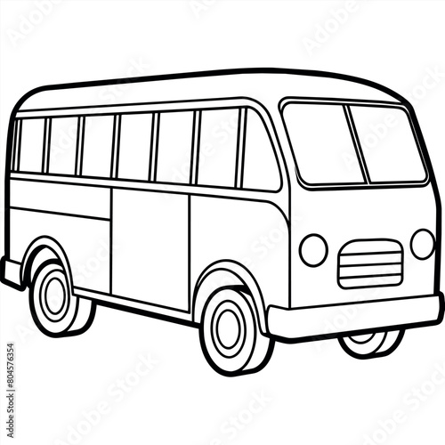 Bus outline illustration digital coloring book page line art drawing