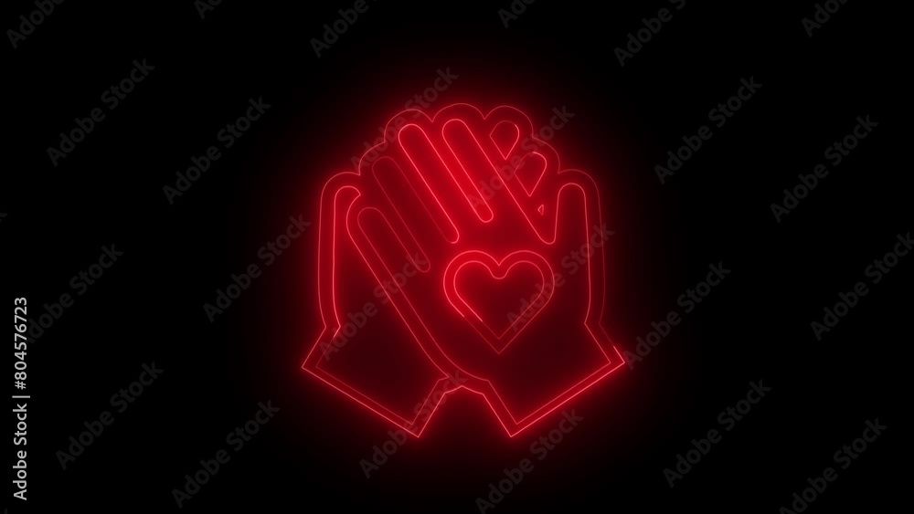 Heart in hands. Care in neon style. Vector illustration design. Heart in hands. Care in neon style. Vector illustration design.