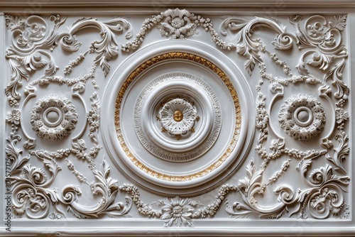 Lavish antique baroque, barocco ornate marble ceiling frame non linear reformation design. elaborate ceiling with intricate accents depicting classic elegance and architectural beauty © MiniMaxi