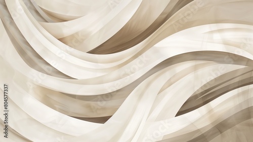 An abstract illustrated print in light beige and darker beige, thick swirling stripes.