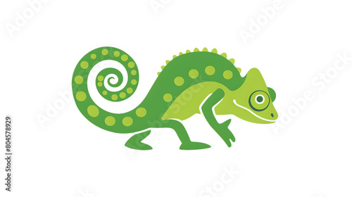 logo of the green chameleon with its curled upwards tail  white background