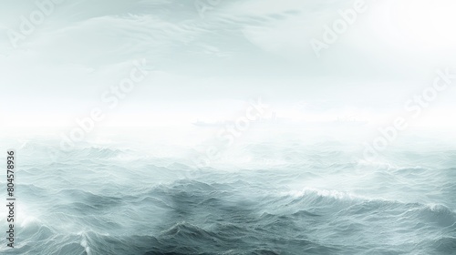 A vast expanse of water, dotted with waves in the foreground, and a distant ship silhouetted against stormy clouds