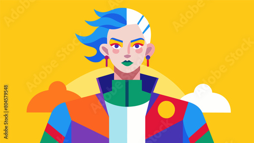 A fashion design collection created by a neurodivergent individual using bold colors and unconventional materials to challenge societal norms and. Vector illustration