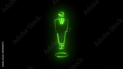 Abstract glowing neon man icon animation photo