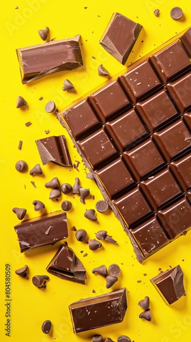 pieces of chocolate bar with peanut flakes on a plain plate