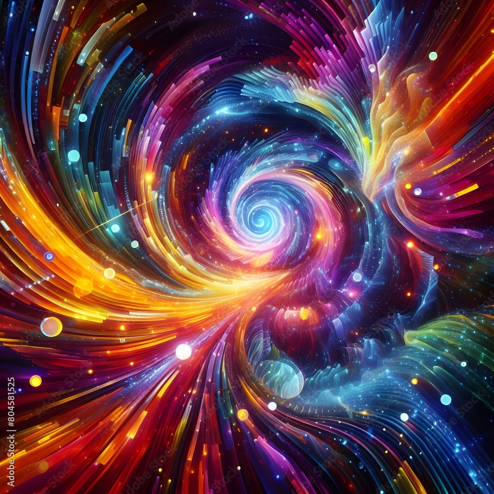 Obraz premium Psychedelic Vortex showcasing abstract colorful shapes in a cosmic display