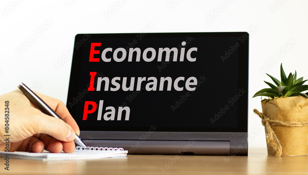 EIP economic insurance plan symbol. Concept words EIP economic insurance plan on beautiful black tablet. Beautiful white background. Business EIP economic insurance plan concept. Copy space. EIP economic insurance plan symbol. Concept words EIP economic insurance plan on beautiful black tablet. Beautiful white background. Business EIP economic insurance plan concept. Copy space.