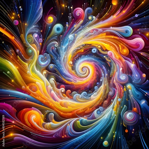 Psychedelic Vortex showcasing abstract colorful shapes in a cosmic display photo