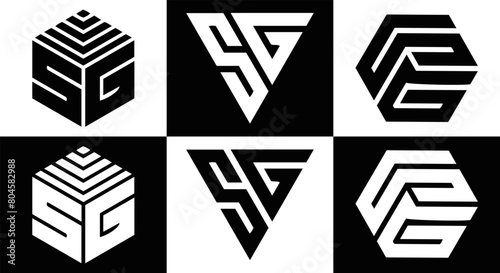 SG logo. S G design. White SG letter. SG, S G letter logo design. Initial letter SG linked circle uppercase monogram logo. S G letter logo vector design.