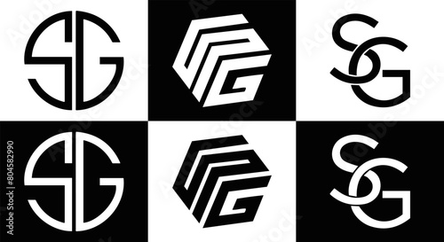 SG logo. S G design. White SG letter. SG, S G letter logo design. Initial letter SG linked circle uppercase monogram logo. S G letter logo vector design.