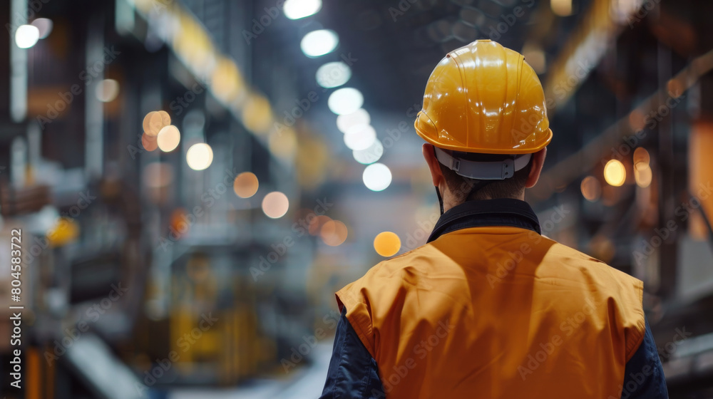 Worker overseeing the night shift in an industrial facility Worker overseeing the night shift in an industrial facility