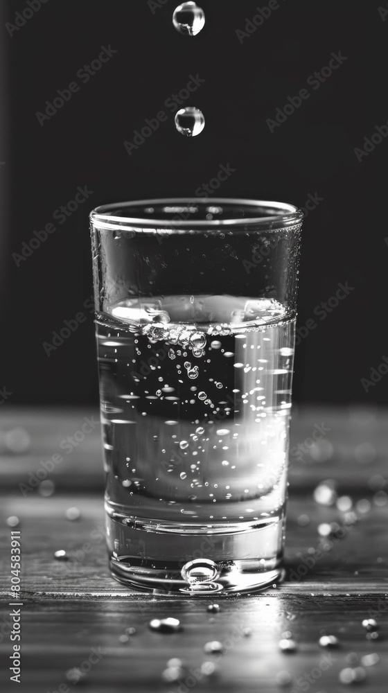 A glass of water with bubbles being poured into it, AI A glass of water with bubbles being poured into it, AI