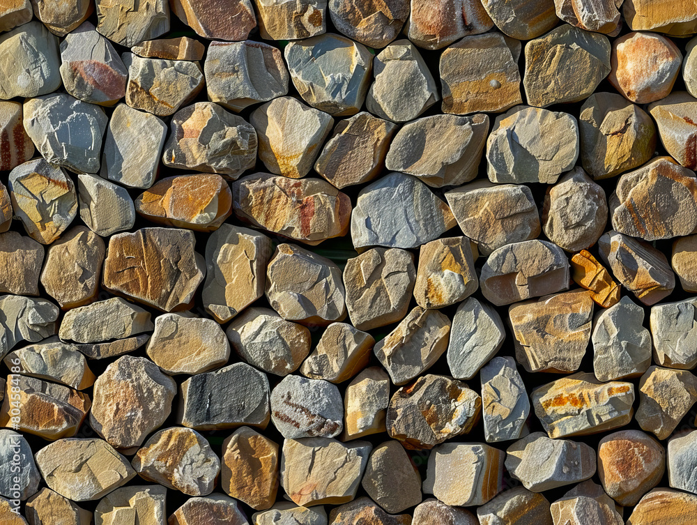 A wall made of rocks with many different colors. A wall made of rocks with many different colors.