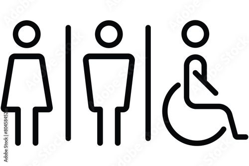 Restroom sign for disabled on the wheelchair, toilet vector for disability people, lavatory symbol, bathroom icon, water closet in the public for the people