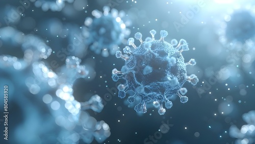 Microscopic virus infects cells RNADNA pandemic masks COVID19 defense disease protection. Concept Microbiology, Virus, RNA, DNA, Pandemic © Ян Заболотний