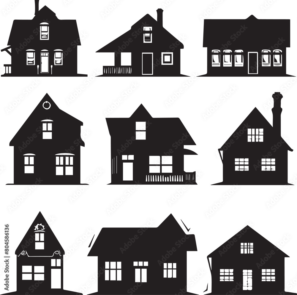 House icons set on white background 