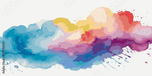 Multicolored rainbow watercolor explosion of cloud powder paint holi decoration isolated on transparent background. Vector abstract colorful rainbow holi paint festival background.