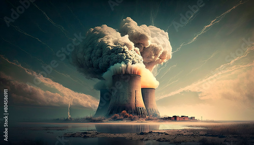 Nuclear power plant. Generative AI, photo