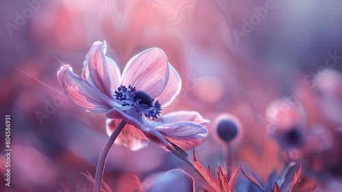 The anemone flower swayed gracefully in the gentle breeze photo