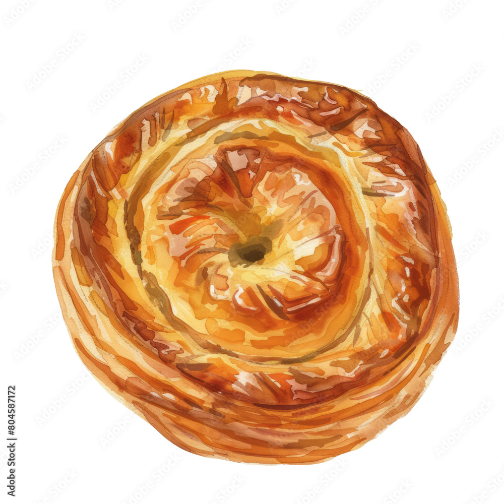 Fototapeta premium Danish pastry ,illustration watercolor
