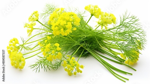 flowering dill on white background the bouquet is cut photo