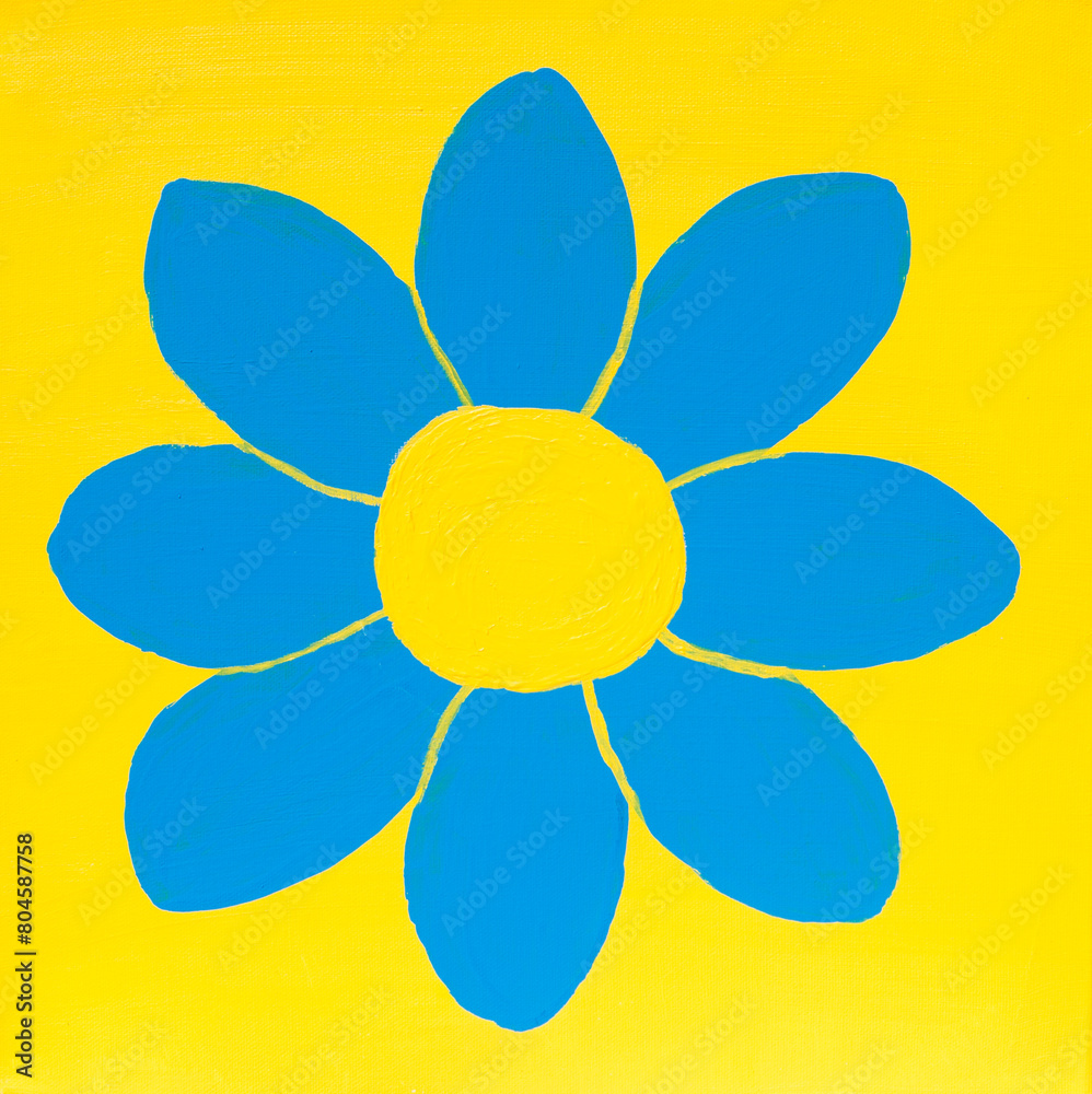 Light blue flower on yellow Light blue flower on yellow