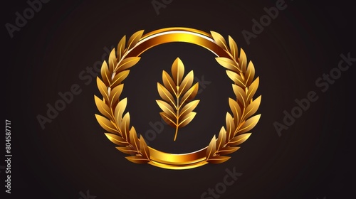   A gold laurel wreath against a black backdrop, with an O centered in the foreground photo
