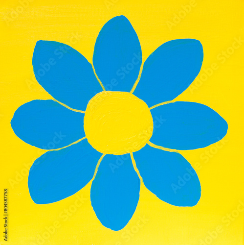 Light blue flower on yellow