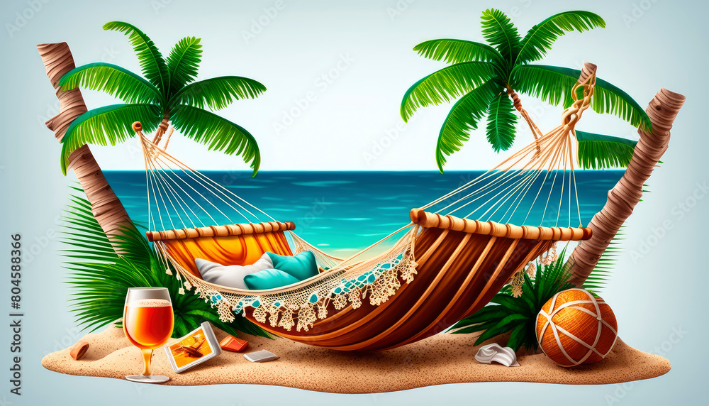 Obraz premium cocktail on the beach overlooking the sea. Generative AI,