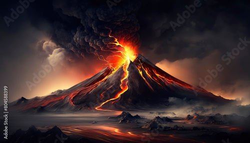 volcano eruption natural disasters. Generative AI 