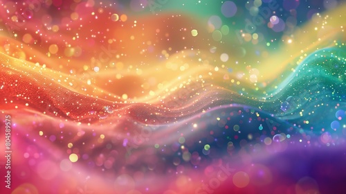 An abstract colorful background with glitter. A beautiful rainbow wave in the style of digital art. photo