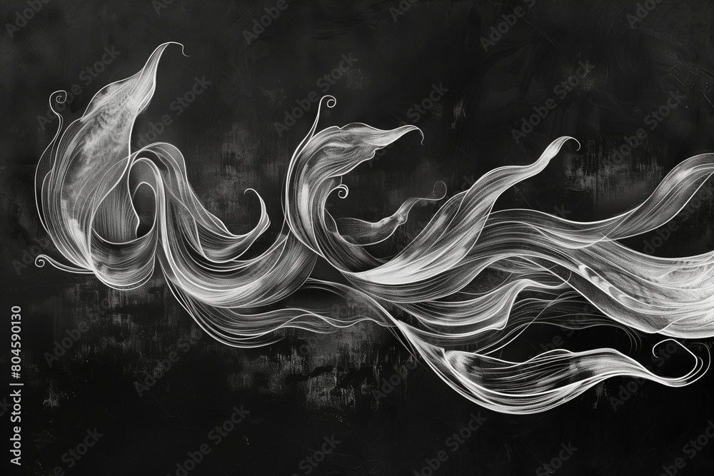 Graphite sketch Abstract and minimal Features a flowing design, Thai ...