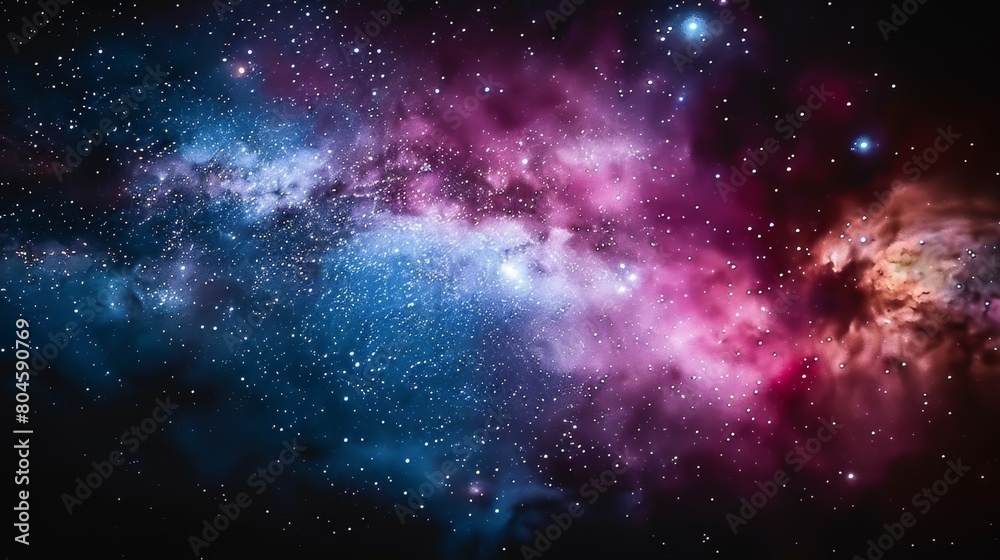 Naklejka premium Vibrant spiral nebula displays radiant colors against a stunning cosmic background