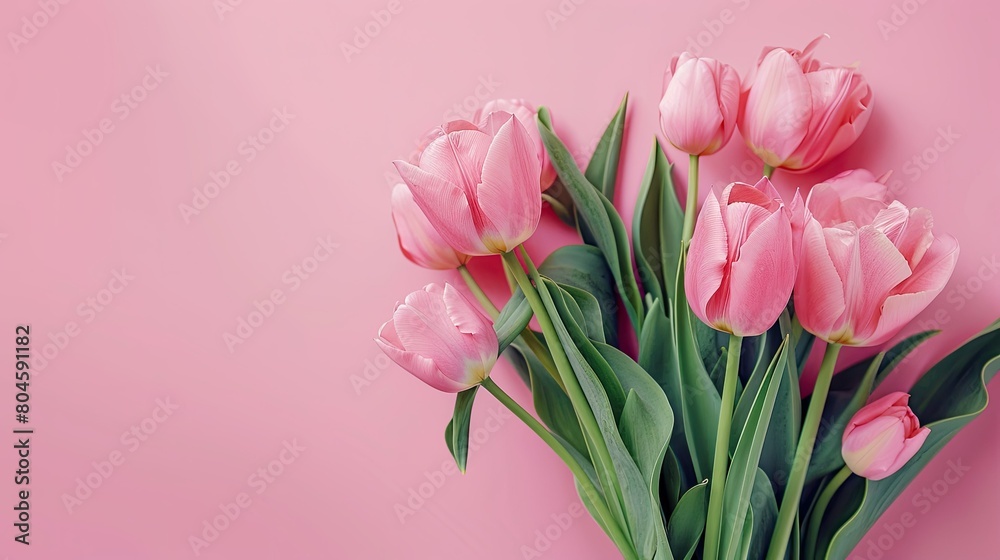 A stunning bouquet of tulips set against a pink backdrop to celebrate International Women s Day A stunning bouquet of tulips set against a pink backdrop to celebrate International Women s Day