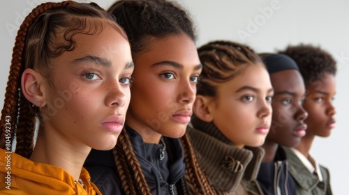 A group of young women with braids standing next to each other, AI