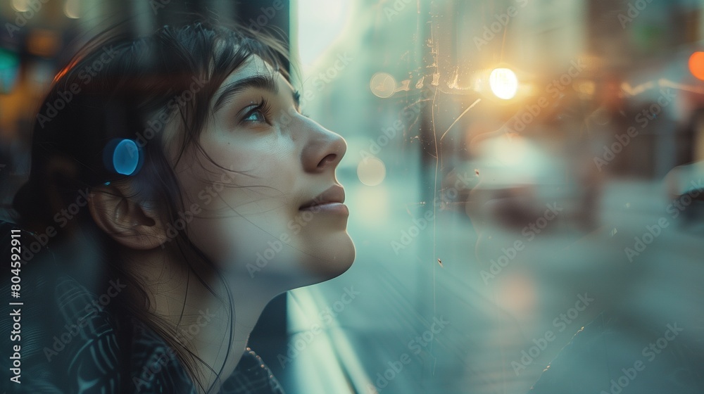Mystical Portrait of a Person with a Cinematic Filter Looking Through a Window Mystical Portrait of a Person with a Cinematic Filter Looking Through a Window
