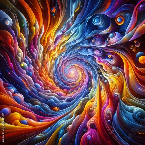 Psychedelic Vortex showcasing abstract colorful shapes in a cosmic display photo