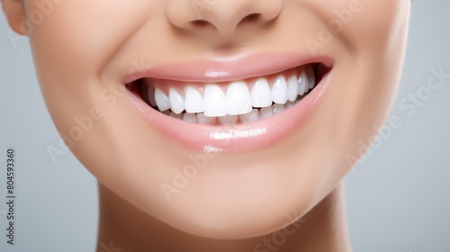 white teeth with smile isolated on white background