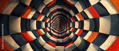 A hypnotic pattern of optical illusions and hidden shapes