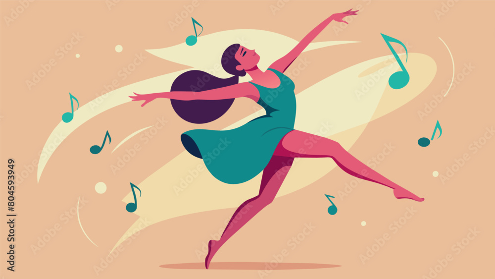 A dancer moving with grace and fluidity lost in the music and lost in their own creative world.. Vector illustration