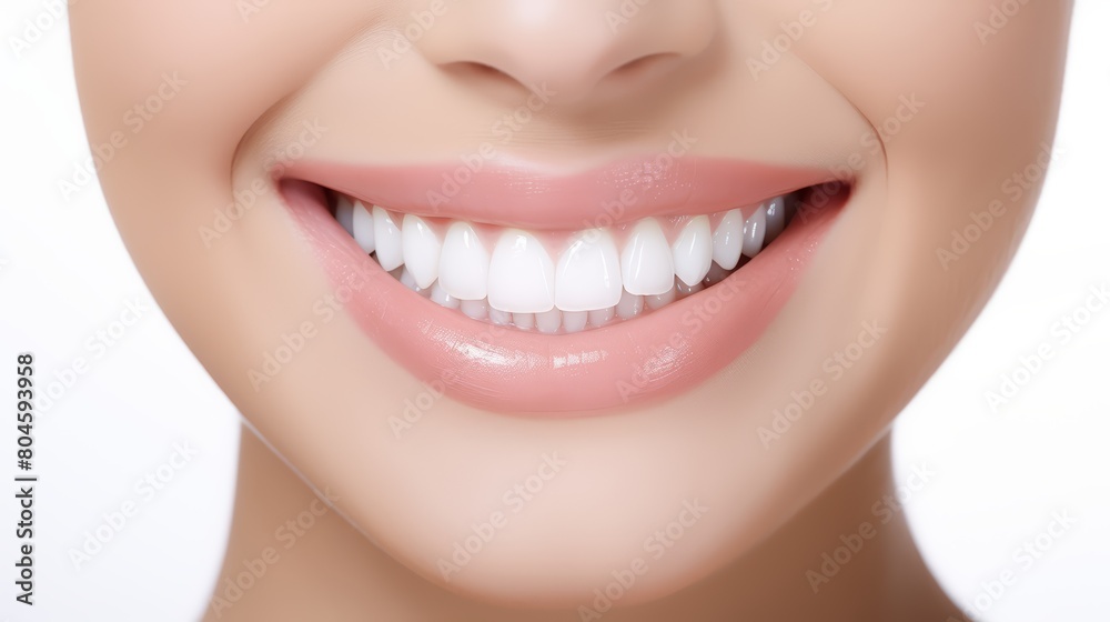 Obraz premium white teeth with smile isolated on white background