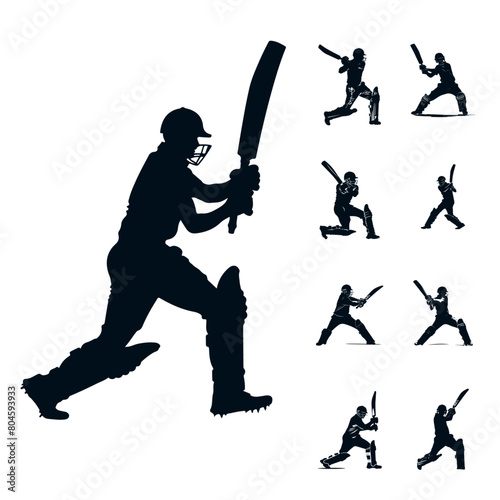 Dynamic Cricket Player Silhouettes Bundle