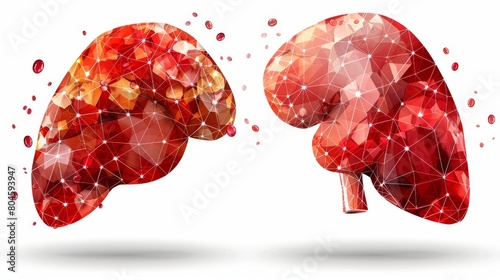 Human liver anatomy modern illustration on white background. Healthy liver and liver with cirrhosis. photo