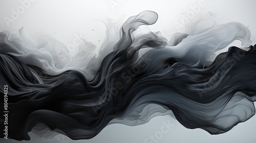 Beautiful Art of Artistic White and Black Brush Stroke Smoky or Fabric Wavy Background