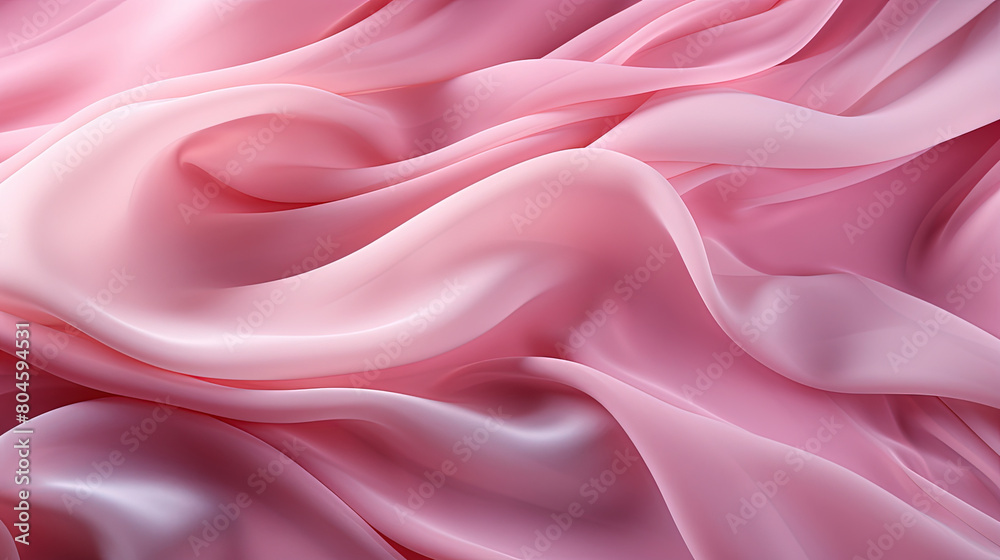 Obraz premium Fluttering Pink Color Fabric in Space With Delicate Folds on Blurry Background